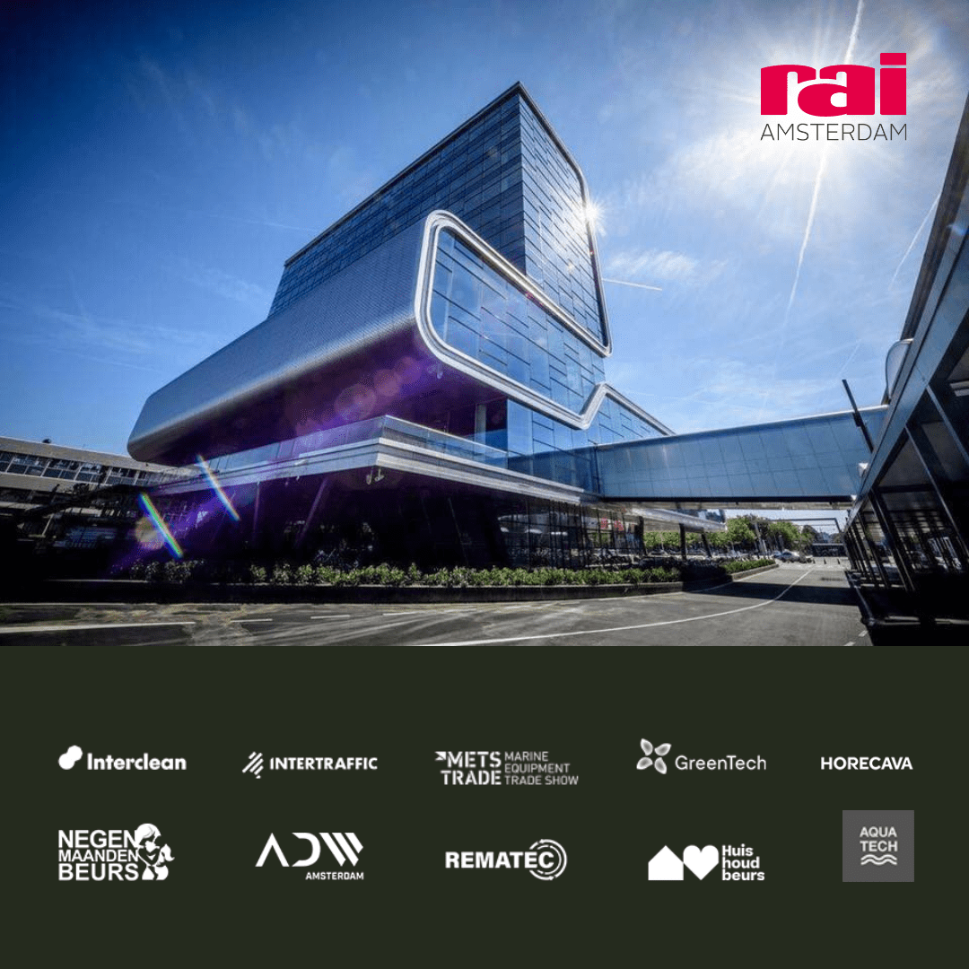 Afbeelding van RAI Amsterdam met de logo's van alle 10 de labels