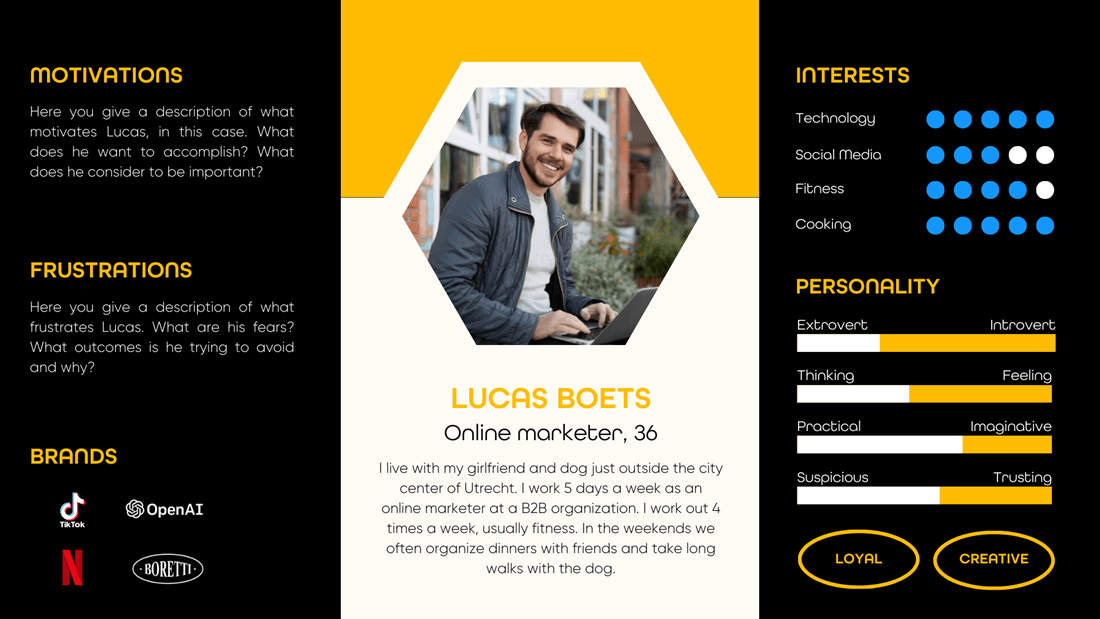 Online marketer persona example
