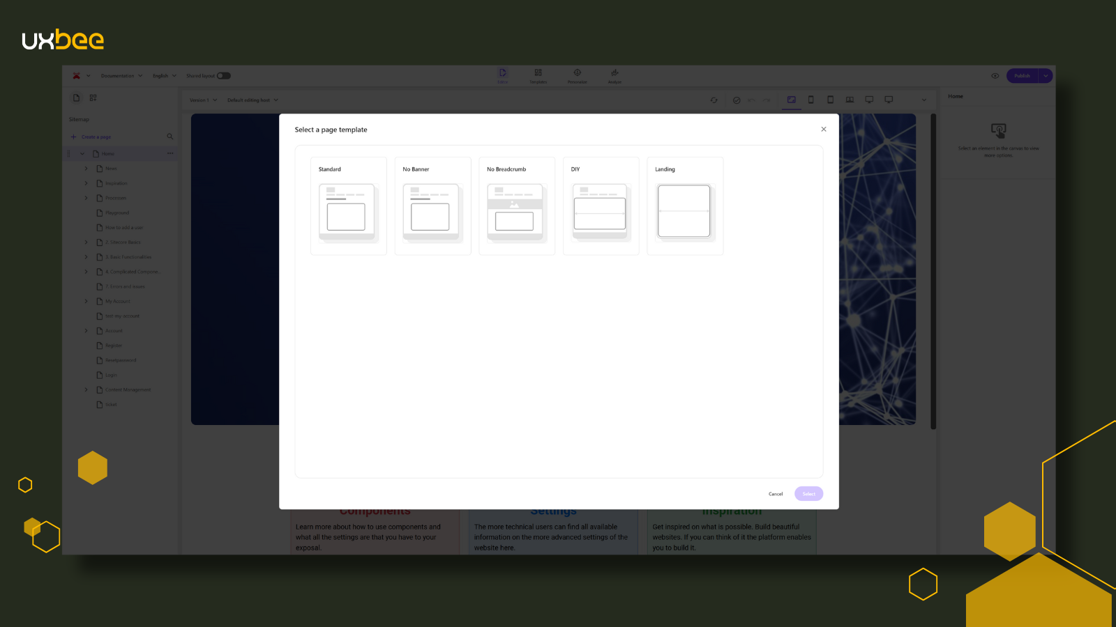 XBE screenshot showing page lay outs 